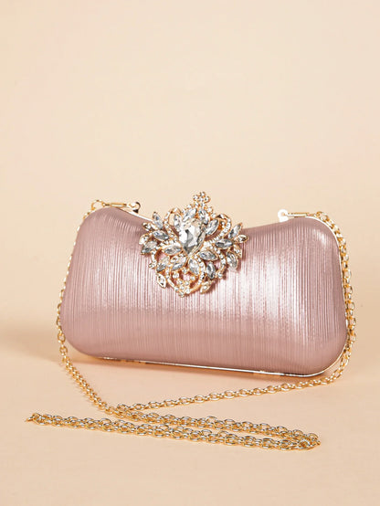 Luxury Rhinestone Evening Bag For Carnaval, Shiny Wedding Dress Purses,  Glamorous,Elegant,Exquisite Small Rhinestone Decor Boxy