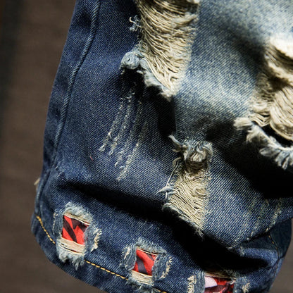 New in Ripped Shorts Men's Summer Fashion Hip Hop Vintage Short Jeans Slim High Street Hole Knee Long Pants Male