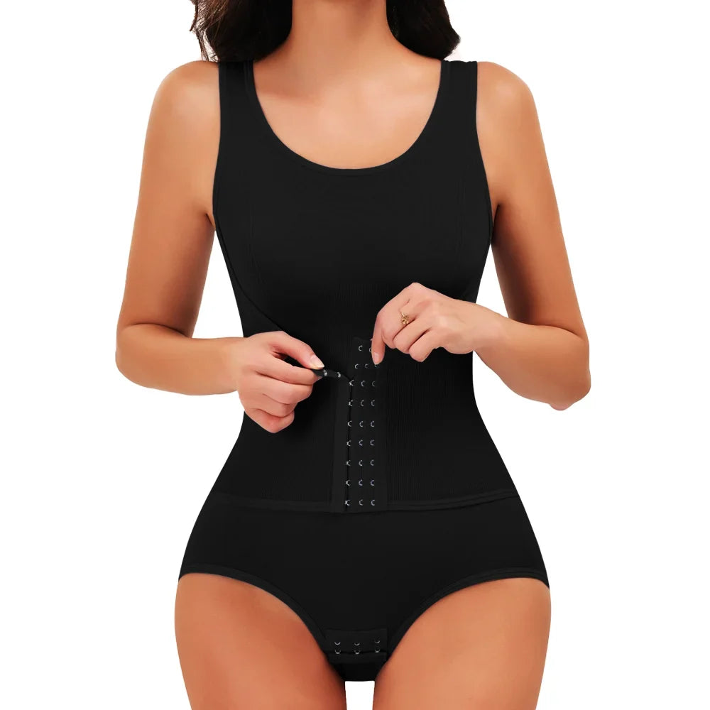 Women Bodysuit Shapewear with Hooks Belts Tummy Control Fajas Body Shaper Waist Trainer Belly Slimming Cincher Corset Tops