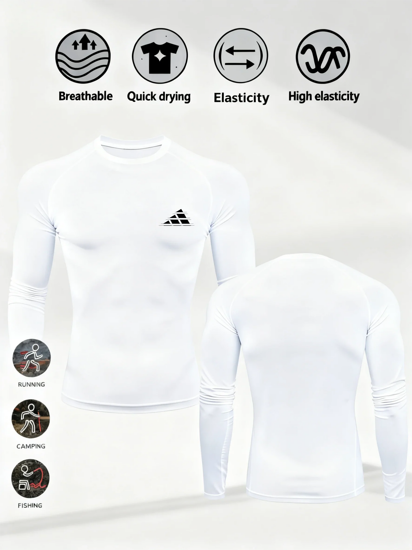 Men Sport T-shirt Quick Dry Triangular print Running Shirt Long Sleeve Compression Top Gym T Shirt Men Fitness Tight Rashgard ﻿