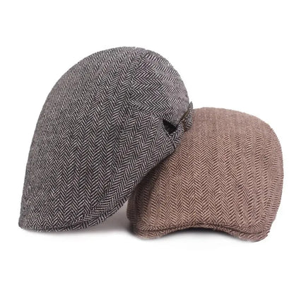 Men Retro Herringbone Grid Newsboy Caps British Painters Hats Spring and Summer Adjustable Flat Cap Hip Hop Berets