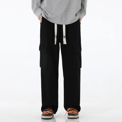 2024 New Men Baggy Cargo Jeans Fashion Streetwear Vintage Wide Leg Pants American Streetwear Y2K Big Pocket Youth Overalls