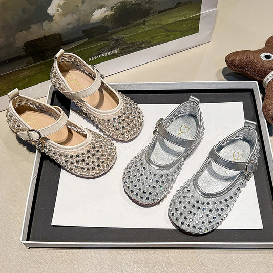 Children's Summer Sandals New Soft Bottom Kids Sandals for Girls Fashion Sequin Causal Beach Shoes Non-slip Breathable Mesh