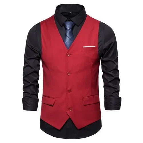 Blue Suit Vest, Men's Business Sleeveless Vests Jacket, Asian size S-6XL, Wedding Party Waistcoat, Red Purple Black Gray