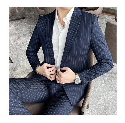 2023 Men's High-End Boutique Suit And Trousers Set British Wedding Party Fashion Business Casual Trendy Two-Piece Ensemble
