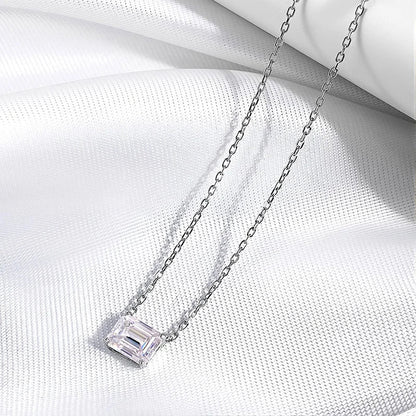 1-3CT Solitaire Moissanite Necklace for Women Emerald Cut Lab Diamond Wedding Female Necklace 925 Sterling Silver Jewelry