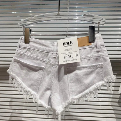 Denim Shorts Women High Street Hotsweet Casual Low Waist Raw Edges Holes A-line Korean Style Y2k Spicy Girls Summer Shorts