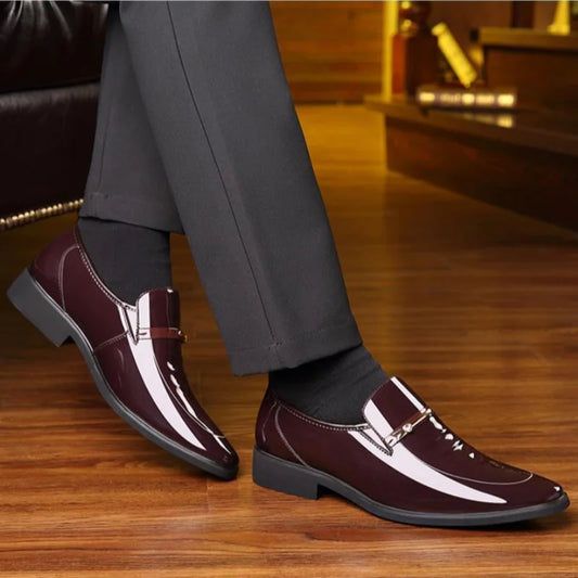 Patent Leather Men's Formal Shoes Casual Business Social Shoe Male Bright Upper Spring Autumn Cheap Clearance Not 2025 Style New