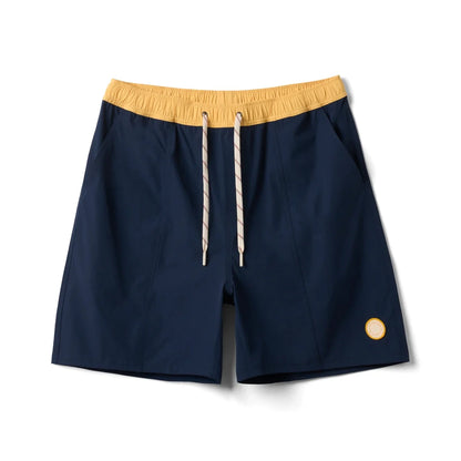 2025 Summer New 145gsm Elastic Fabric Beach Shorts Men Contrast Color Drawstring Athletic Shorts