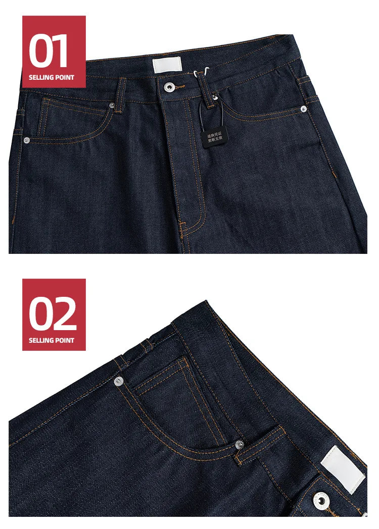 Black Blue Mens Baggy Jeans Straight Solid Color Cleanfit Loose Casual Denim Trousers Unisex Cargo Pants ZJ090