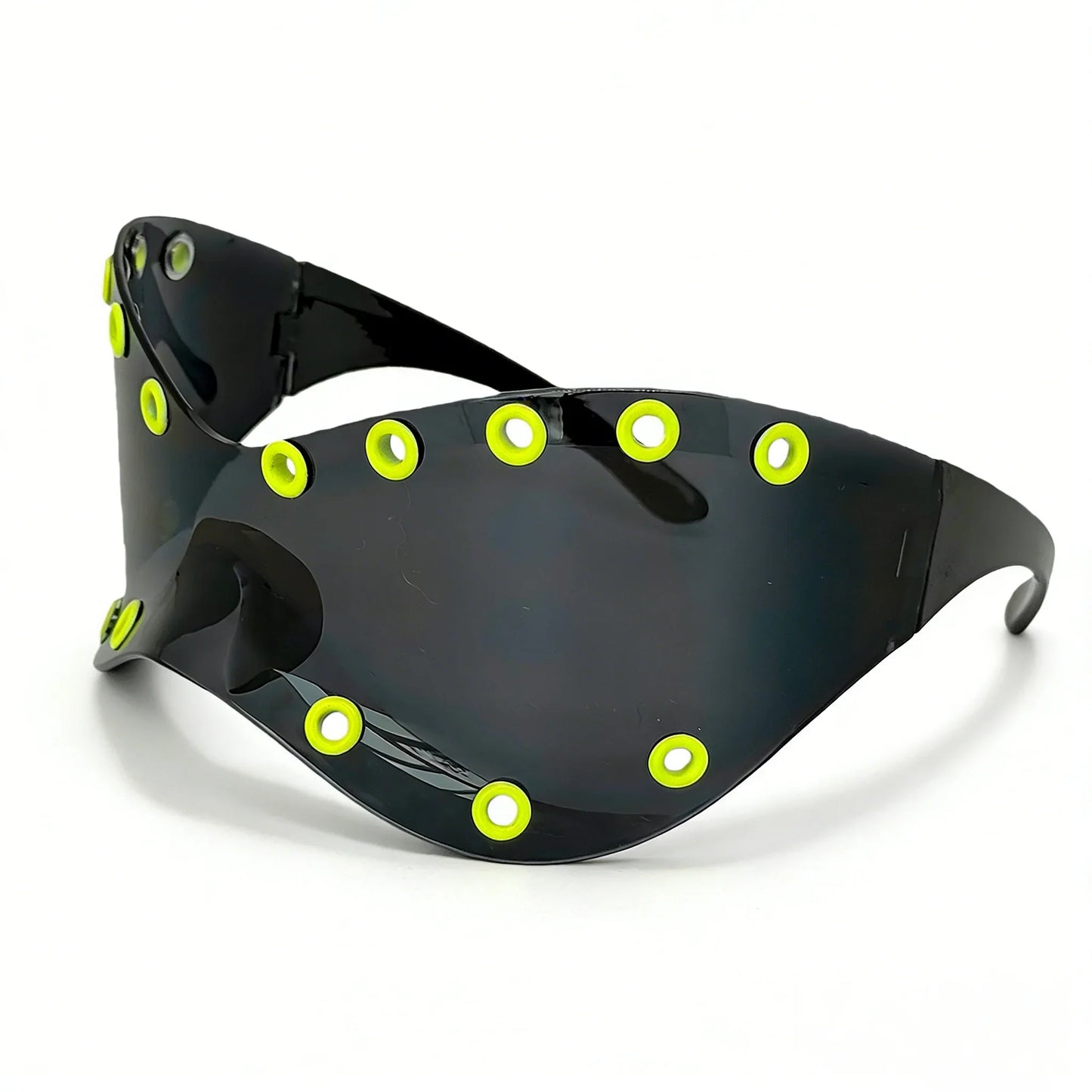 Unisex Y2K Punk Fashion Sunglasses - Futuristic One-Piece Goggles Metal Ring Rave sunglasses womenfor Rave & Cyber Party
