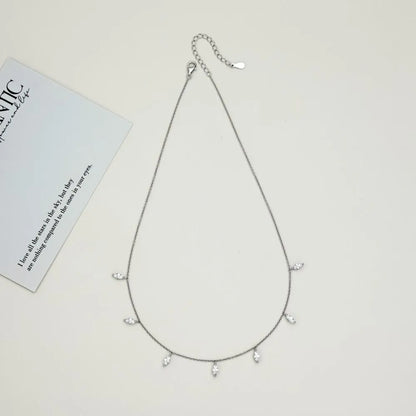 Dainty Full Marquise Pear Cut Moissanite Pendant Necklaces Women s925 Silver All Lab Diamond Stacking Party Neck Chain Gift