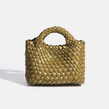 Designer bag Women's handbag Popular small size version PU leather woven bag Fashion style soft handmade bucket bag