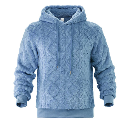 Autumn and winter leisure men's high street jacquard double-sided velvet hooded sports trend pullover sweater jacket