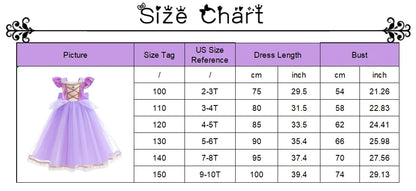 Baby Girls Deluxe Elegant Rapunzal Princess Dress Cosplay Costume Kids Halloween Birthday Party Vestido Purple Puffy Dresses