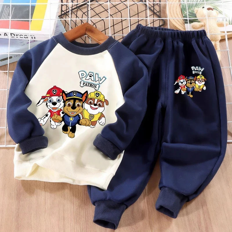 Print Kids Sport Clothes Sets Spring Fall Boys Spliced Sweatshirt 2-piece Suit Kids O Neck Hoodies  Trousers 2pcs Set