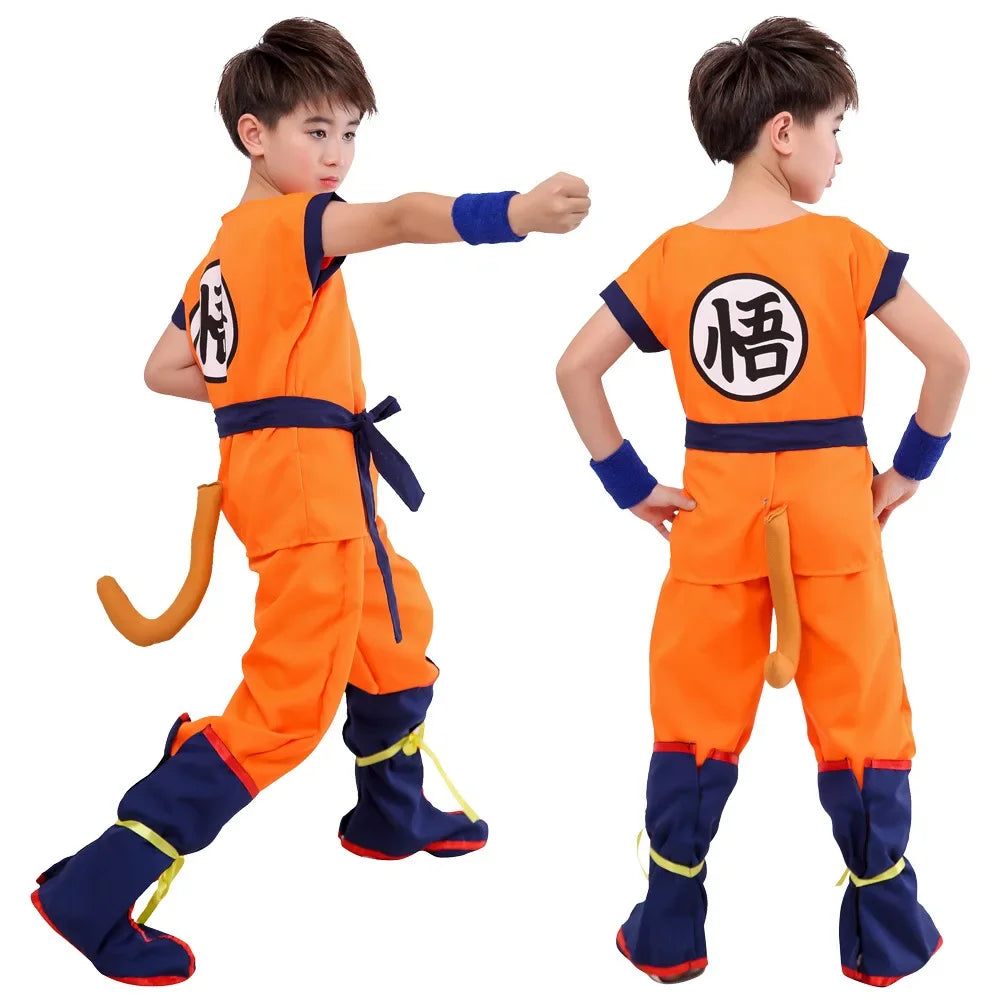 Anime Cosplay Hero Wu kong Uniform Gui Wu For Girls Boys Wigs Full Set Shoe Anime Son Goku Cosplay Costume Carnival Halloween