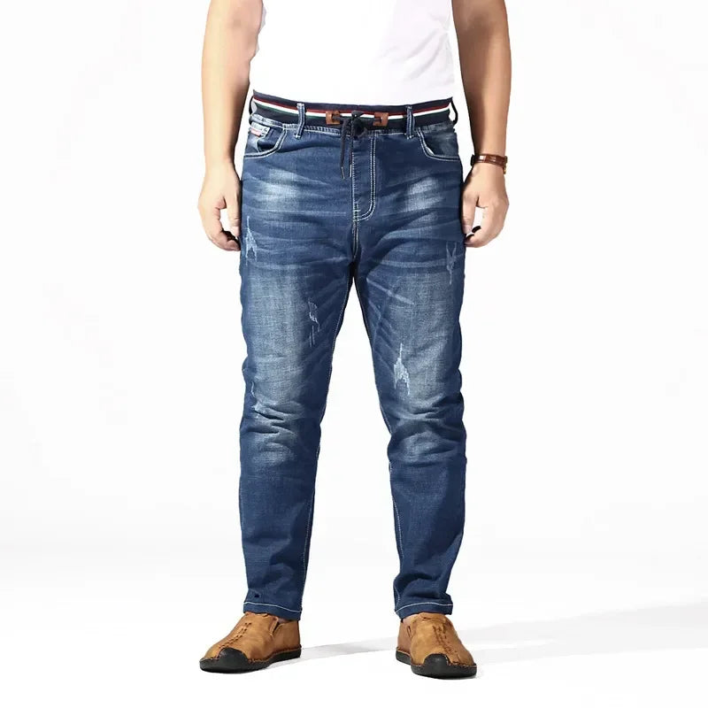 Distressed Extra Large Jeans For Men Stretch Denim Trousers 6XL 7XL 8XL Big Plus Size Mens Ripped Pants 160KG Male Elastic Jean