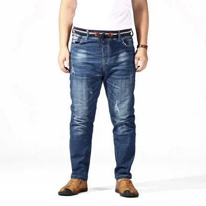 Distressed Extra Large Jeans For Men Stretch Denim Trousers 6XL 7XL 8XL Big Plus Size Mens Ripped Pants 160KG Male Elastic Jean
