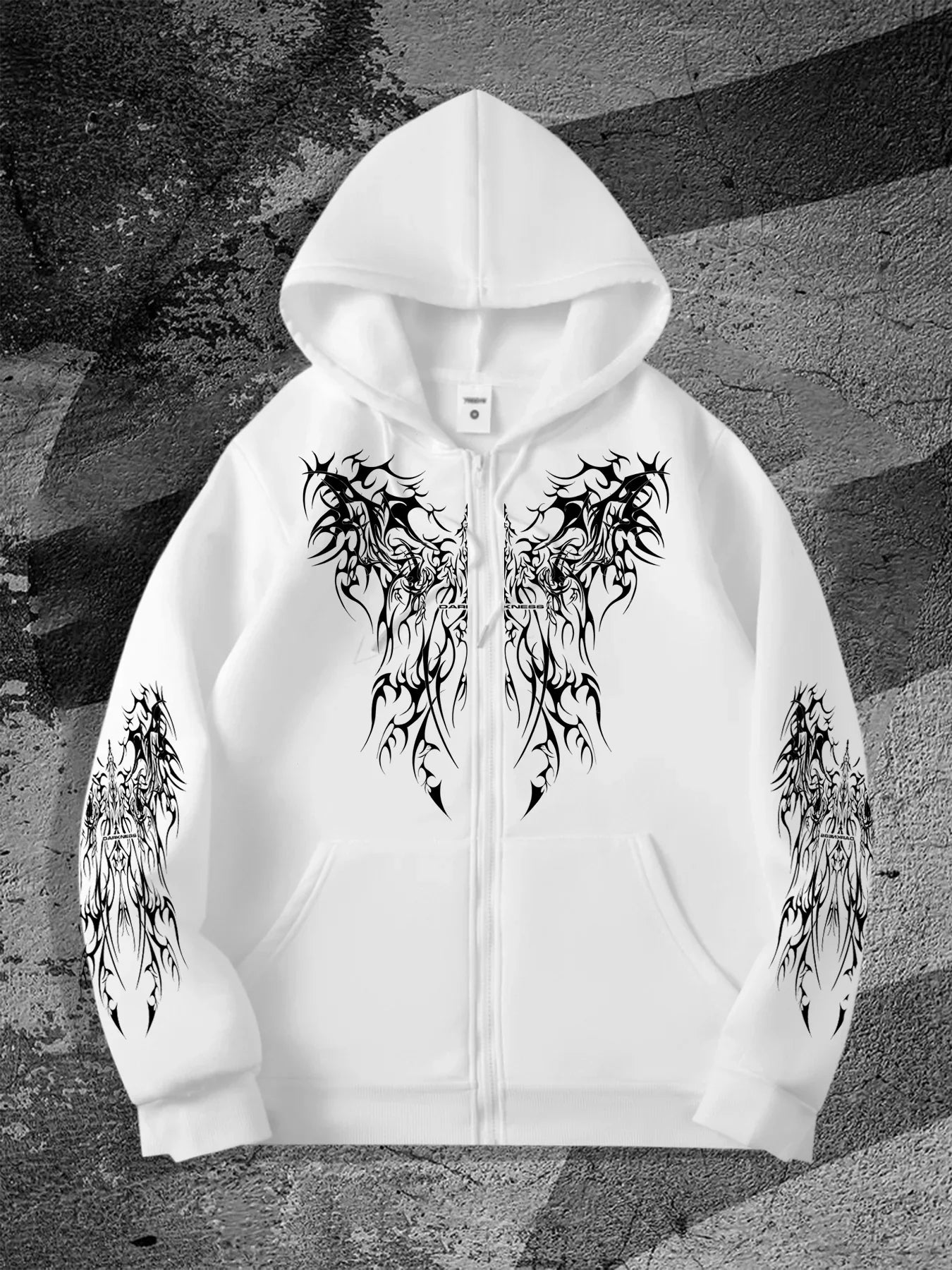 Best-selling Original Dark-style Printed Design Zipper Hooded Sweatshirt, Trendy Street Fashion Trend Zipper Hooded Sweatshirt