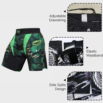 Training Fight Shorts Men's Boxing MMA Combat BJJ Grappling Fitness Muay Thai Kickboxing No Gi Shorts With Sublimation Printed