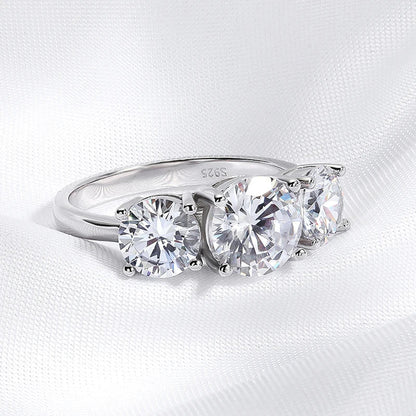 White Gold 4/2CT Moissanite Ring for Women Sparkling Lab Grown Diamond Wedding Band S925 Solid Silver Jewelry Wholesale