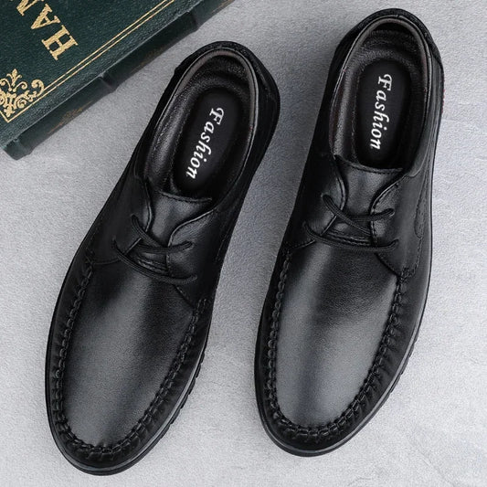 Italian Brand Men's Genuine Leather Casual Shoes Handmade Soles Loafers Lace Up Breathable That's Oxford Shoes for Summer