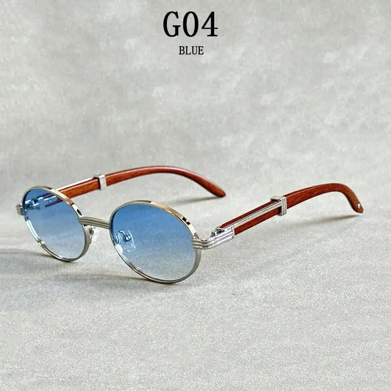 Oval Sunglasses Women 2024 Trendy Designer Wooden Sunglasses Men Luxury Fashion Glasses Vintage Lentes De Sol Mujer Zonnebril