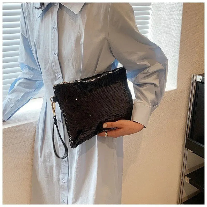 Fashion Women's Sequined Bling Handbag And Purse Small Wedding Party Evening Bag Lady Wristlet Clutch Bag Female Envelope Bag