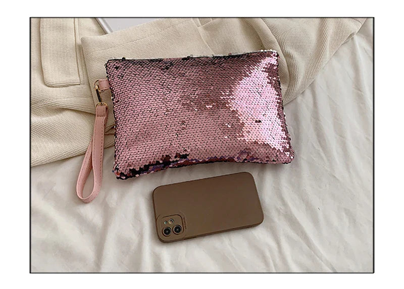 Fashion Women's Sequined Bling Handbag And Purse Small Wedding Party Evening Bag Lady Wristlet Clutch Bag Female Envelope Bag