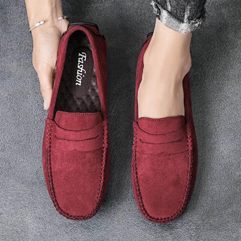 Fashion Suede Men Casual Shoes Breathable Leather Mens Loafers Slip on Male Driving Shoes Luxury Brand Comfortable Boat Shoes
