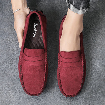 Fashion Suede Men Casual Shoes Breathable Leather Mens Loafers Slip on Male Driving Shoes Luxury Brand Comfortable Boat Shoes