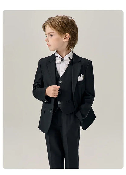 Prince Kids Purple Jakcet Vest Pants Bowtie Piano Party Dress Boys Wedding Ceremony Photograph Suit Children Performance Costume
