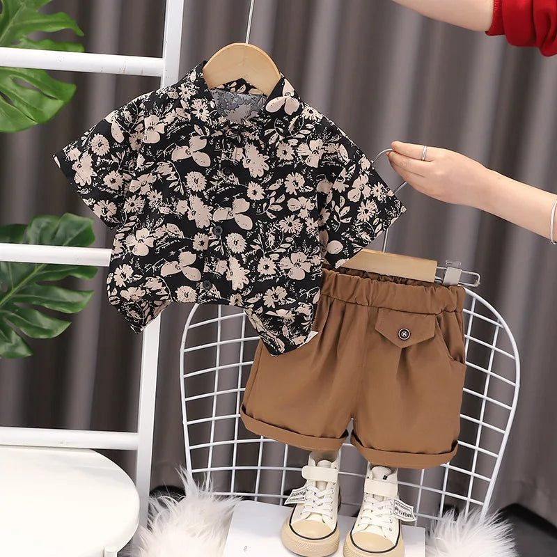 New Summer Baby Boys Clothes Sets Fashion Cotton  Full Printing T-shirts+Tooling Shorts 2pcs Kids Outfits for Infant Tracksuit