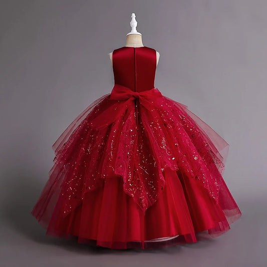 Fashion Children Princess Dress Lace Sleeveless Flower Girl Dresses for Weddings Summer Kids Girls Party Dress 3-15 Years