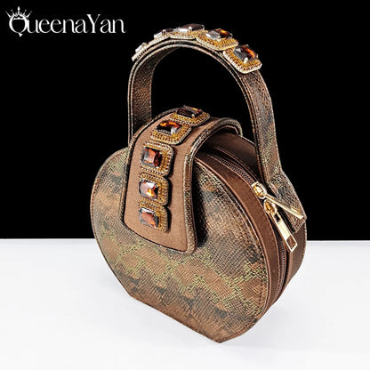 New Luxurious Italian Women's Party Shoes&Bag Set Elegant Golden Rhinestone  Sandals with Peep Toe High Heels Wedding
