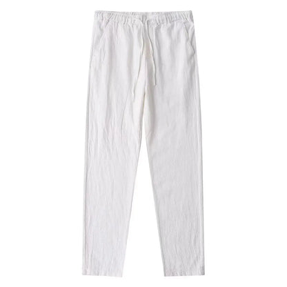 Men's Cotton Linen Suit Pants Casual Business Texture Cozy Trousers Straight Leg Old Money Man Vintage Lightweight Dress Pants