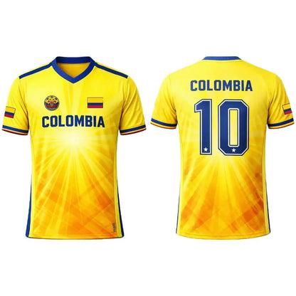 Colombia Flag 3D Printed Jersey Summer Outdoor Sports Breathable Short-sleeved Football Training Top Unisex Casual V-neck Tee
