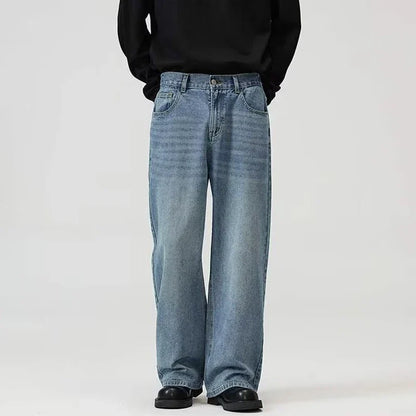 Male Classic America Hip Hop Rap Jeans Wide Leg Youth Popular Jeans Men Straight Leg Retro Loose Trousers Oversized Denim Pants
