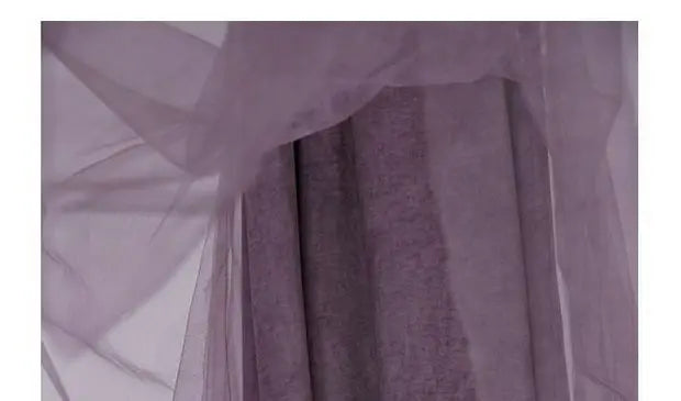 Slimming Effect Purple Mesh Ankle-Length Dress Women's plus Size Strapless Gown Korean Style High Waist A-Line Skirt