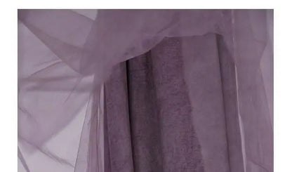 Slimming Effect Purple Mesh Ankle-Length Dress Women's plus Size Strapless Gown Korean Style High Waist A-Line Skirt