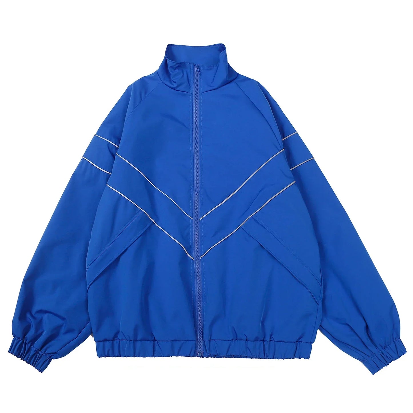 Reflective Striped Men's Jacket 2026 Hip Hop Streetwear Coats Zipper Up Jacket Windbreaker Harajuku Thin Coats Sports Black Blue