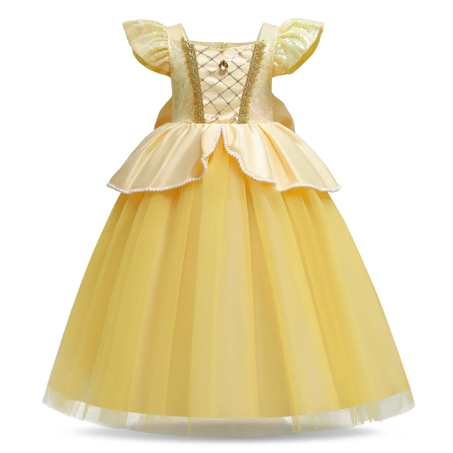 Kids Cosplay Disney Beauty and The Beast Belle Princess Dress Girls Party Costume Children Fancy Birthday Party Flower Disguise