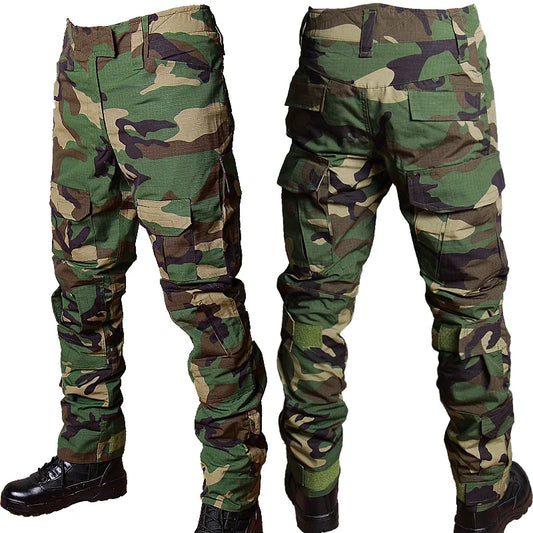 Tactical Military Camo Pants Men Multi Pockets Cargo Trousers with Protective Knee Pads for Hunting Airsoft Wargame