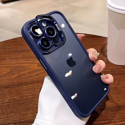 Premium Lens Holder Phone Case For iPhone 11 12 13 14 15 16 17 Pro Max Plus Shockproof Armor Transparent Cover Lens Protector