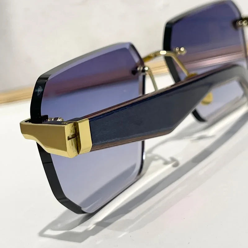 Germany Design Rimless Sunglasses for Men Women Big Square Alloy Acetate High Quality Irregular Classical Vintage UV400 Glasses