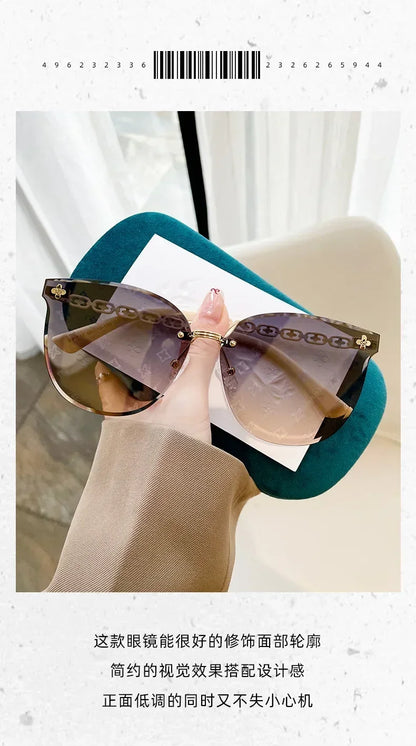 2025 New Fashion Luxury Brand Design Cat Eye Rimless Sunglasses Women Travel Sun Glasses Ladies Eyewear Shade UV400 Gafas De Sol