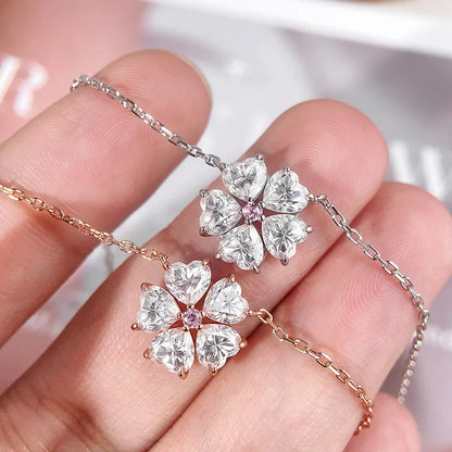 5*5mm Heart Cut Certified Moissanite Necklace Pendant 18k Plated Girls Wedding Jewelry 100% Real 925 Pure Silver Chain