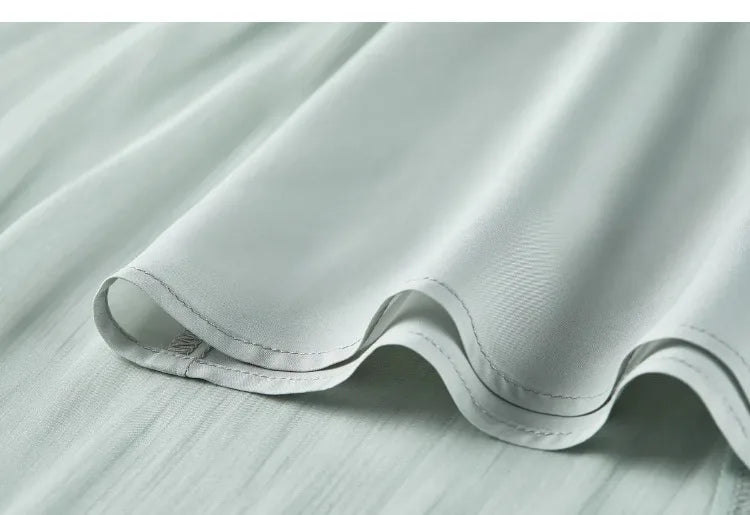 Women's Gray Elegant Skirt 2026 Summer Elastic Waist Sheen Flowy A Line Long Skirt for Woman Ladies Clothes 162QG4909