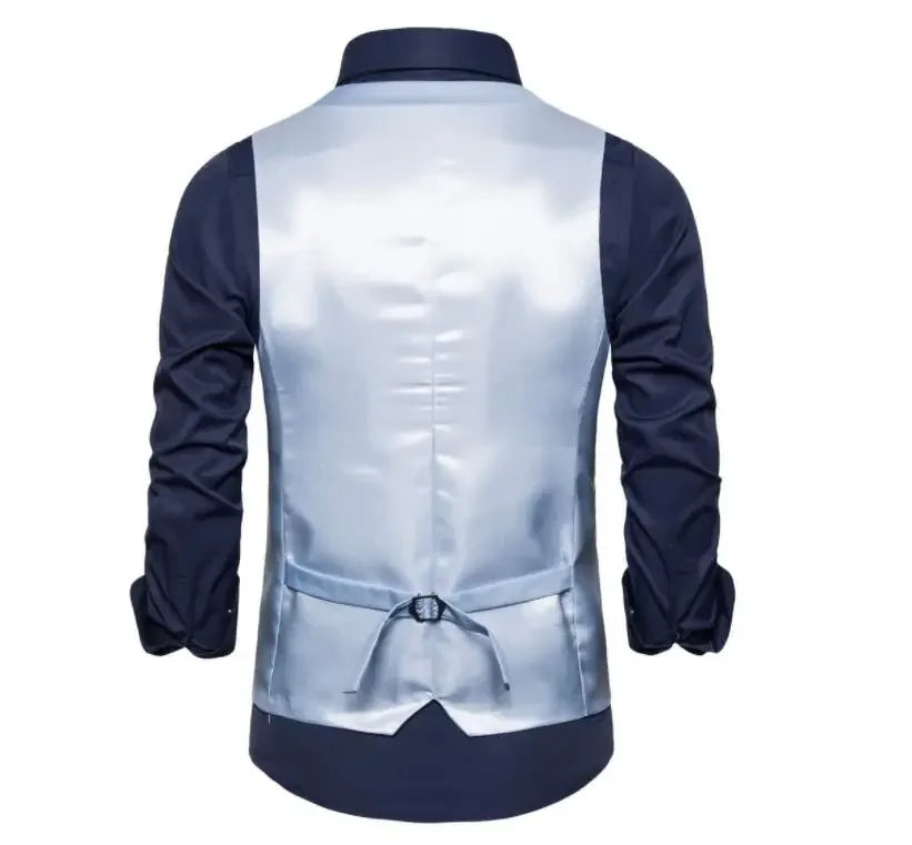 Blue Suit Vest, Men's Business Sleeveless Vests Jacket, Asian size S-6XL, Wedding Party Waistcoat, Red Purple Black Gray